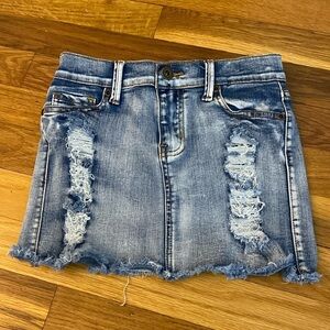So Nikki Girls Blue Ripped Denim Skirt Size 10